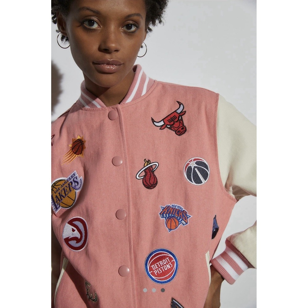 Exclusive NBA Bomber Jacket, Pink, Relaxed Fit, Size Small NWT